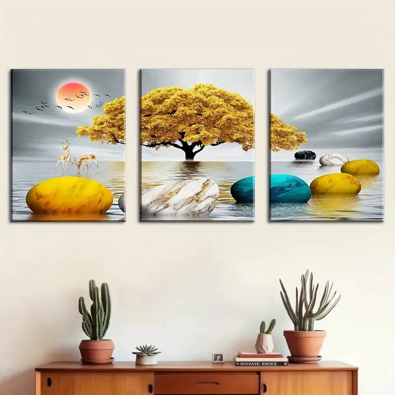 3pcs Water Surface Marble Canvas Framed 40x60cm - High Quality Print 100% Australian Made Wall Canvas Ready to Hang