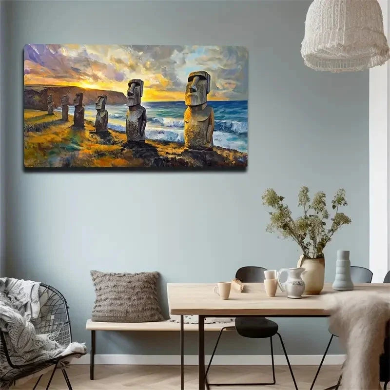 Mystery Easter Island Worth Wall Art Canvas Office Home Room Framed 80x45cm