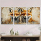 3pcs Modern Animal Fox Couple Metal Print Ready to Hang Art