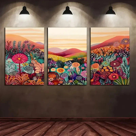 3pcs Boho Mid-Century Vintage Tropical Plant Metal Print Ready to Hang Art