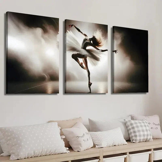 3pcs Ballet Dancing Girl Wall Art Set Canvas Framed 40x60cm - High Quality Print 100% Australian Made Wall Canvas Ready to Hang