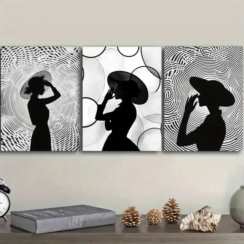 3pcs  Elegant Silhouette Circular Patterns Wall Art Set Canvas Framed 40x60cm - High Quality Print 100% Australian Made Wall Canvas Ready to Hang