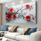 Red White Poppy Flowers Wall Art wall canvas office home room framed 120x60cm
