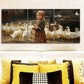 3pcs   The girl feeds the animals on the farm Metal Print Ready to Hang Art