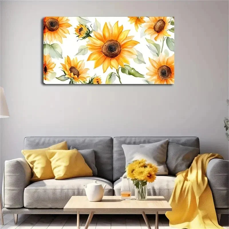 Golden And Orange Blooms Wall Art canvas office home room framed 120x60cm