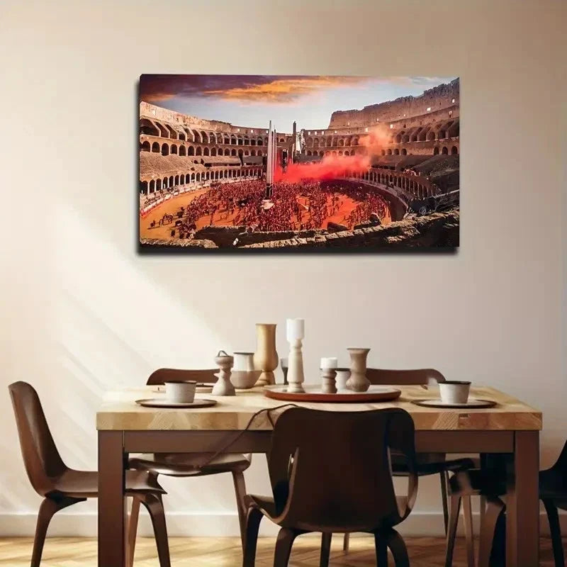 Vibrant Colosseum Scene Wall Art Canvas Office Home Room Framed 120x60cm