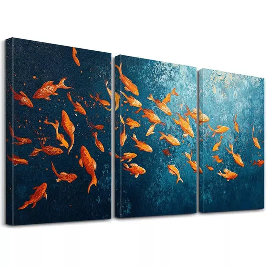 3pcs Underwater Fish Aesthetic Decorative Wall Art Set Canvas Framed 40x60cm - High Quality Print 100% Australian Made Wall Canvas Ready to Hang