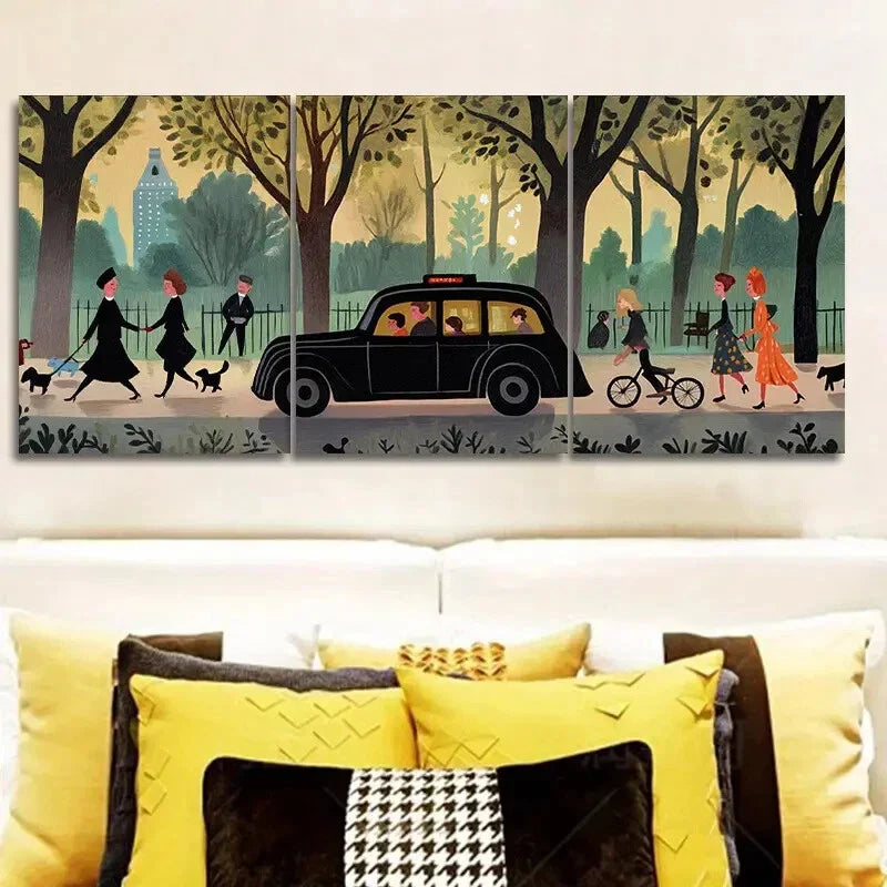 3pcs London taxi Art Painting  Metal Print Ready to Hang Art