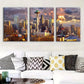 3pcs Set of Modern Cityscape Metal Print Ready to Hang Art