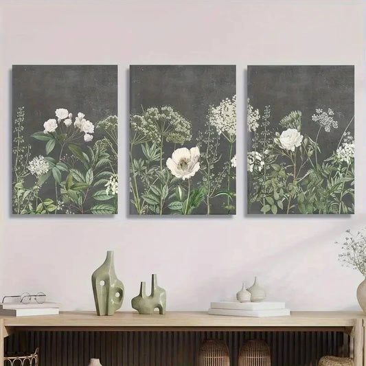 3pcs Vintage Garden Floral Artwork Classic Modern Metal Print Ready to Hang Art