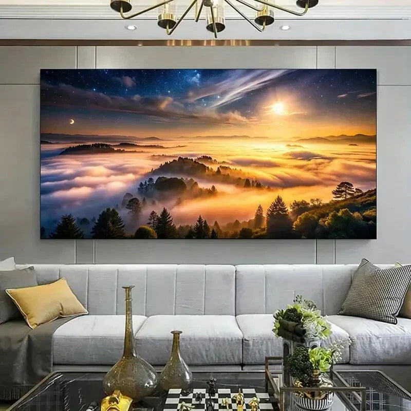 Starry Sky Landscape wall canvas office home room framed 120x60cm