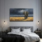 A Solitary Elephant Grassland Wall Art Canvas Office Home Room Framed 80x45cm