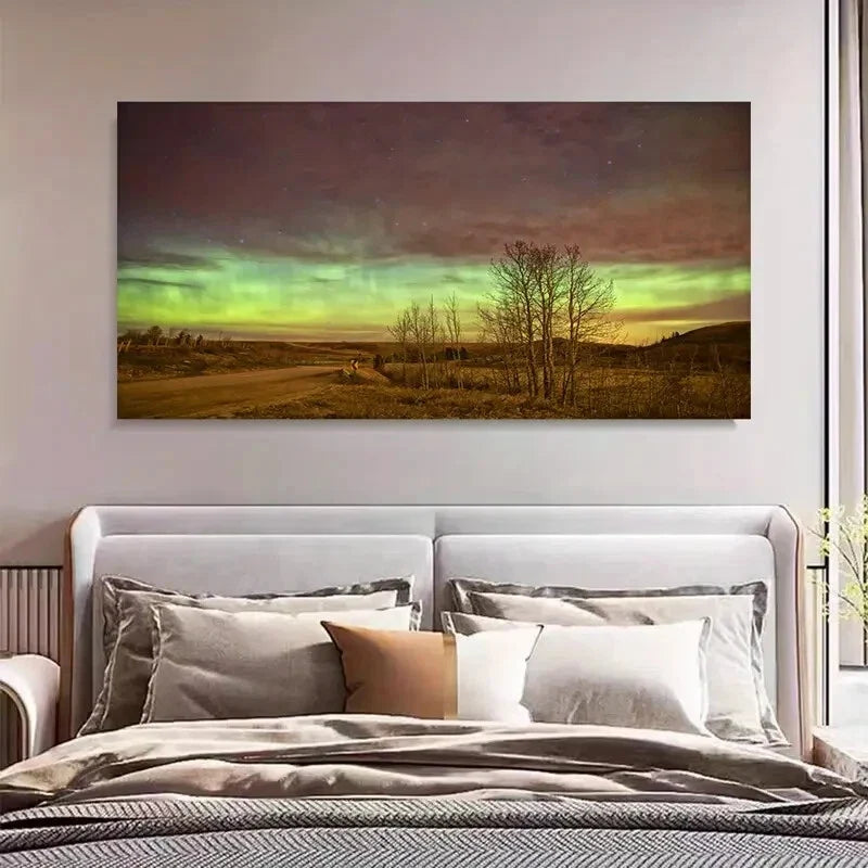 Beautiful Northern Light Aurora Wall Art Canvas Office Home Room Framed 120x60cm