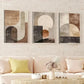 3pcs Abstract Beige Brown Geometric Shapes Brown Wall Art Set Canvas Framed 40x60cm - High Quality Print 100% Australian Made Wall Canvas Ready to Hang
