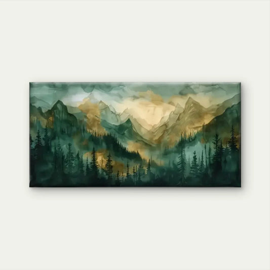 Mountains Trees Forest Wall Art Canvas Office Home Room Framed 80x45cm