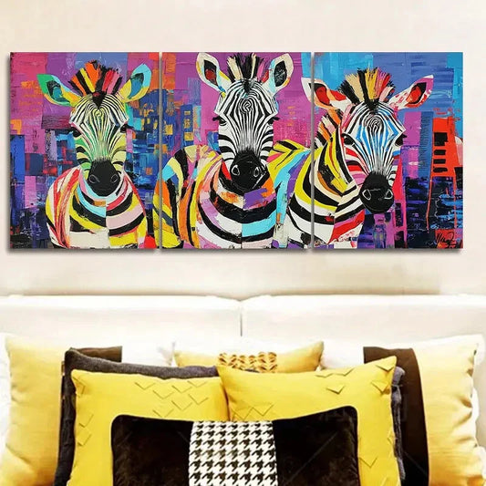 3pcs Cute baby zebra  Wall Art Set Canvas Framed 40x60cm - High Quality Print 100% Australian Made Wall Canvas Ready to Hang