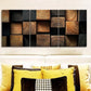 3pcs Featuring Dark Textured Wooden Blocks Metal Print Ready to Hang Art