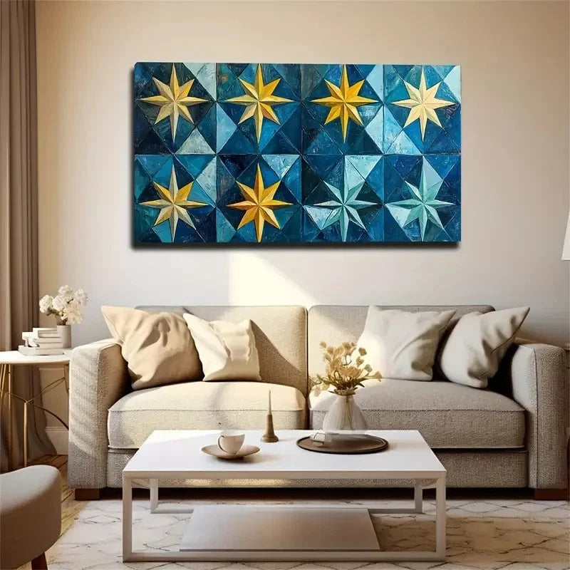 Deep Blue Light Blue Gradient Wall Art Canvas Office Home Room Framed 120x60cm