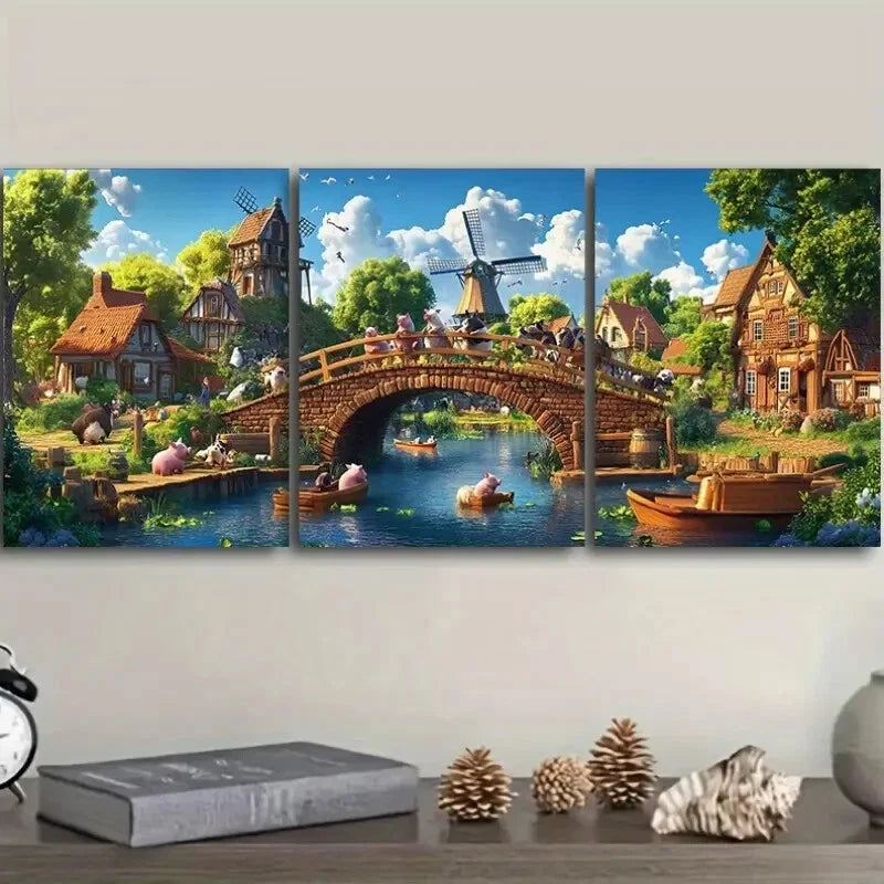 3pcs  Whimsical Animals Canvas  Wall Art Set Canvas Framed 40x60cm - High Quality Print 100% Australian Made Wall Canvas Ready to Hang