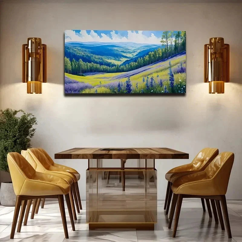 Meadow With Wildflowers Wall Art Canvas Office Home Room Framed 80x45cm