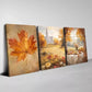 3pcs Beautiful Autumn Town with Dry Leaves Wall Art Set Canvas  Framed 40x60cm - High Quality Print 100% Australian Made Wall Canvas Ready to Hang