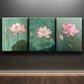 3pcs Luxurious Pink for Lotus Flower Metal Print Ready to Hang Art