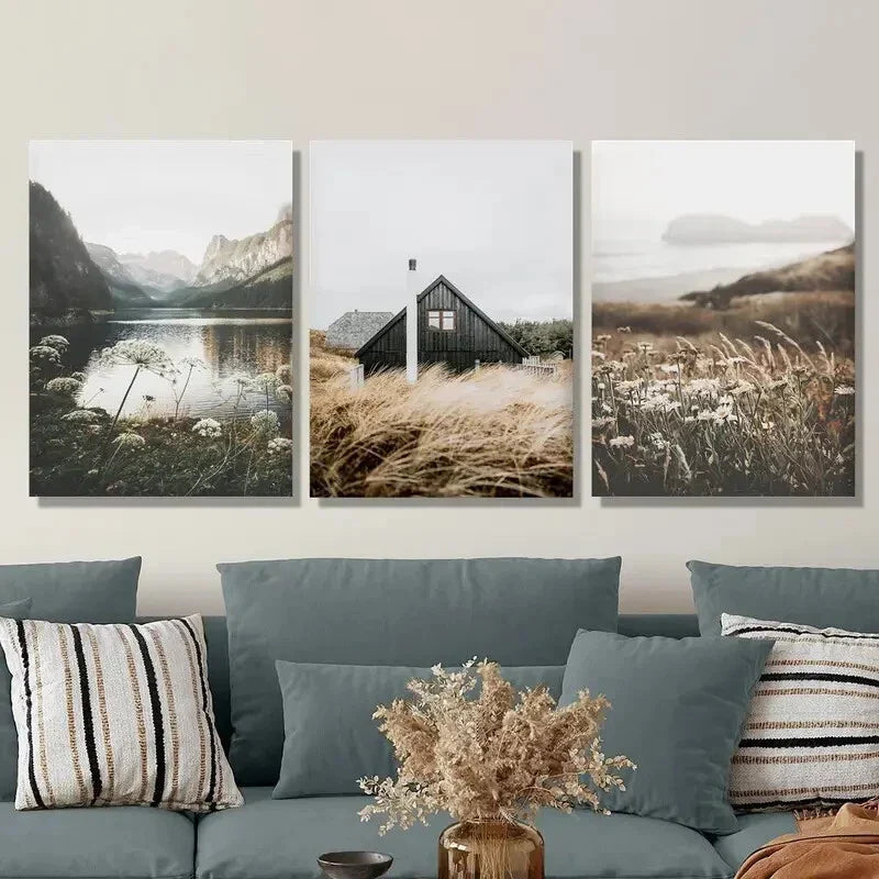 3pcs Natural landscape take a photograph Metal Print Ready to Hang Art