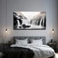 Serene Waterfall Mountain Wall Art Canvas Office Home Room Framed 80x45cm
