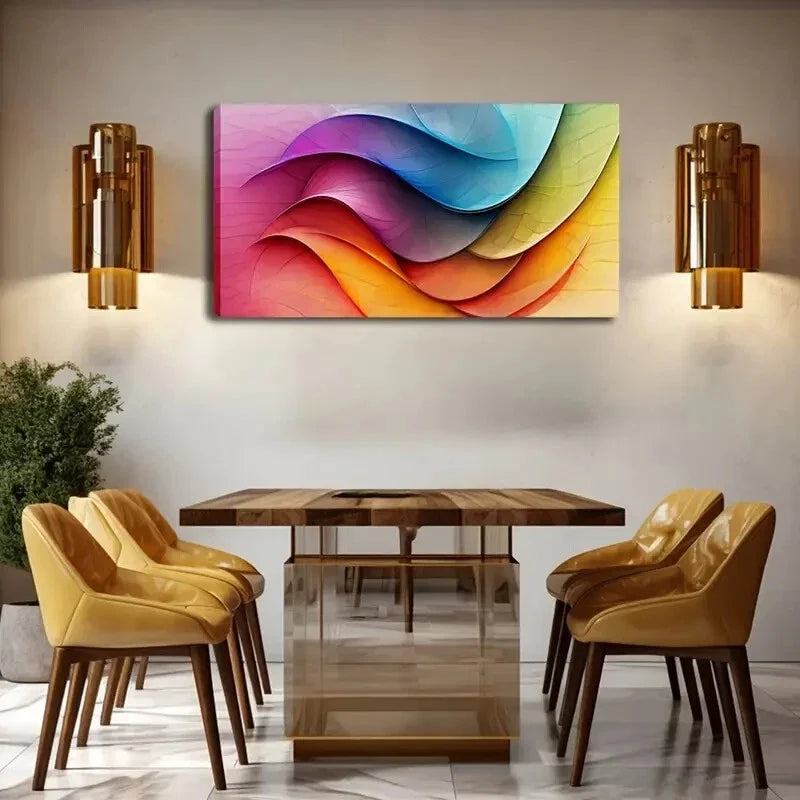 Vibrant Abstract Colorful Wave Wall Art Canvas Office Home Room Framed 120x60cm