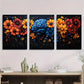 3pcs Floral Brain Painting Colourful Metal Print Ready to Hang Art