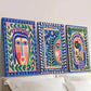 3pcs  Art Deco Folk Abstract Face   Wall Art Set Canvas Framed 40x60cm - High Quality Print 100% Australian Made Wall Canvas Ready to Hang