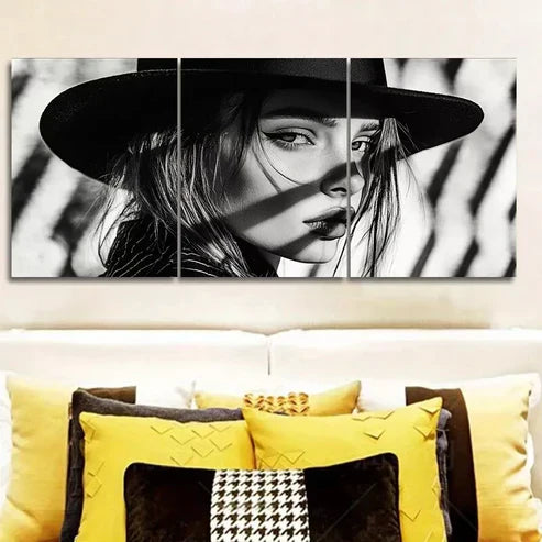 3pcs Featuring A Female Model Wall Art Set Canvas Framed 60x90cm - High Quality Print 100% Australian Made Wall Canvas Ready to Hang
