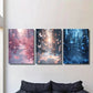 3pcs  butterfly poster in the forest, blue and pink Metal Print Ready to Hang Art