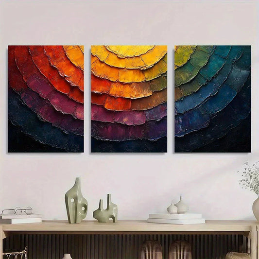 3pcs Abstract Tree Ring Colourful Metal Print Ready to Hang Art