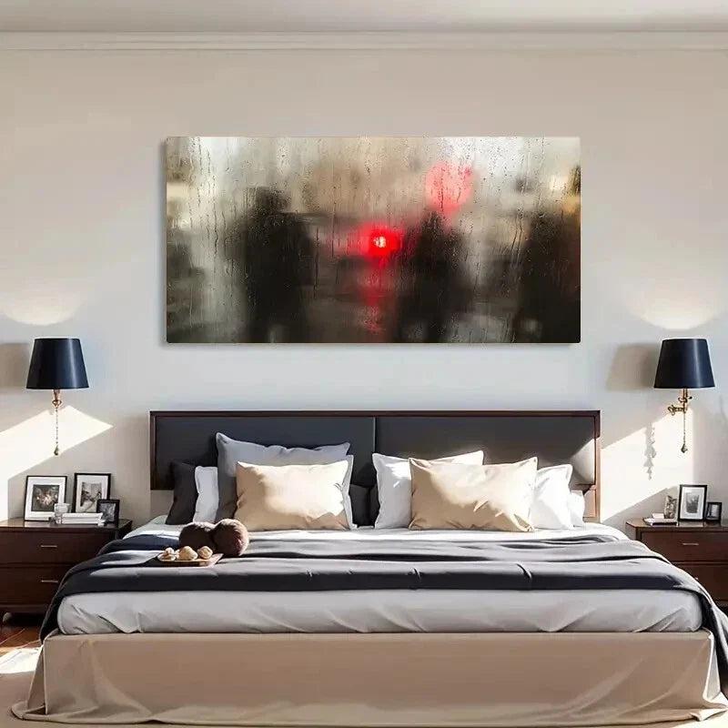 Mystery Raindrops Silhouettes Wall Art Canvas Office Home Room Framed 120x60cm