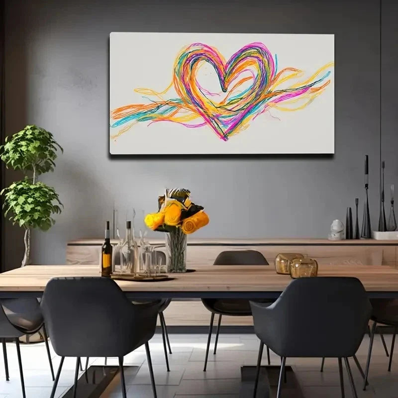 Colorful Lines Interwoven Love Wall Art Canvas Office Home Room Framed 80x45cm