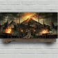 3pcs Volcanic Eruption Stunning Golden Fire Metal Print Ready to Hang Art