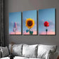 3pcs Purple Lilac Sunflower Rose and Fresh Sky Wall Art Set Canvas Framed 40x60cm - High Quality Print 100% Australian Made Wall Canvas Ready to Hang
