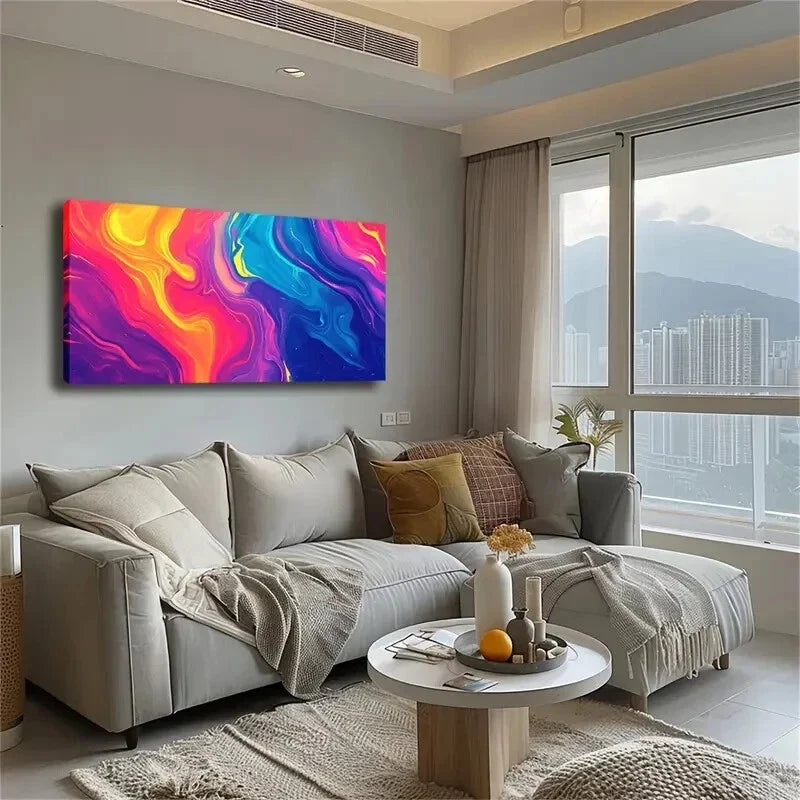 Multiple Colors Blending Wall Art Canvas Office Home Room Framed 120x60cm