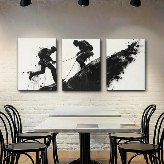 3pcs Adventure Climbing White Abstract Perfect Wall Art Set Canvas Framed 40x60cm - High Quality Print 100% Australian Made Wall Canvas Ready to Hang