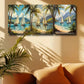 3pcs Vibrant Beach & Mountain Scene with Sailboat Metal Print Ready to Hang Art