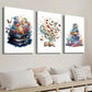3pcs Painting of Flowers And Butterflies Wall Art Set Canvas Framed 40x60cm - High Quality Print 100% Australian Made Wall Canvas Ready to Hang