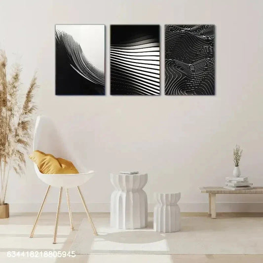 3pcs Abstract textured wave, Hill Illusion Metal Print Ready to Hang Art
