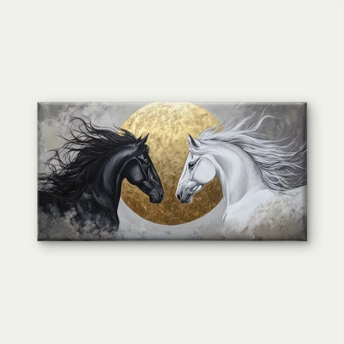 Horses Before the Golden Sun Wall Art Canvas Office Home Room Framed 80x45cm