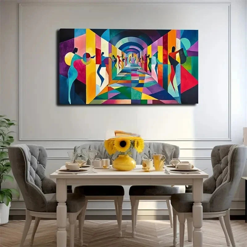 Vibrant Colorful Passage Design Wall Art Canvas Office Home Room Framed 120x60cm