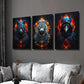 3pcs Fantasy Golden Red Flaming Ferocious Animal Wall Art Set Canvas Framed 40x60cm - High Quality Print 100% Australian Made Wall Canvas Ready to Hang