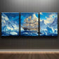 3pcs Glacier Sailboat Canvas Framed 40x60cm - High Quality Print 100% Australian Made Wall Canvas Ready to Hang
