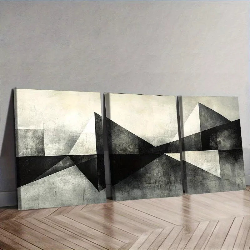 3pcs Geometric Shapes Abstract  Wall Art Set Canvas Framed 40x60cm - High Quality Print 100% Australian Made Wall Canvas Ready to Hang