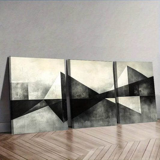3pcs Geometric Shapes Abstract  Wall Art Set Canvas Framed 40x60cm - High Quality Print 100% Australian Made Wall Canvas Ready to Hang