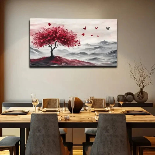 Mountain Top with Butterflies Wall Art canvas office home room framed 120x60cm